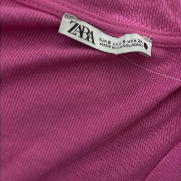 Zara Pink  V-Neck Short Sleeve Tee - Picture 3 of 3